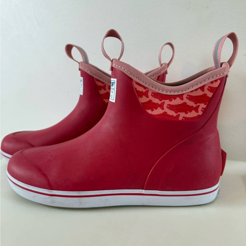 Xtratuf Salmon Sisters Ankle Deck Boots Red Salmon Waterproof Women’s Size 10 - Picture 2 of 9